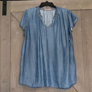 EVRI Soft Blue Denim Blouse